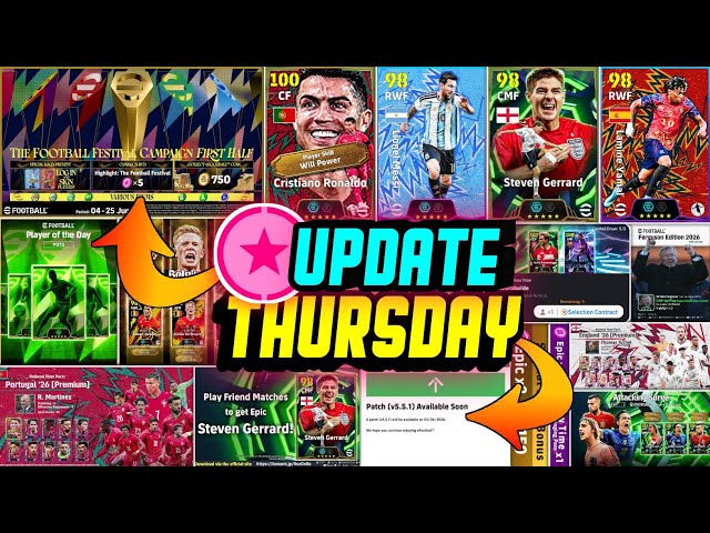 eFootball 2026 New Update v5.5.1! Free Epic 😍 New Treasure Link, Thursday Potw & Free Coins Campaign