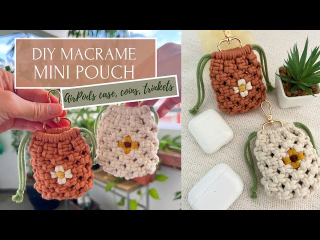 DIY Macrame Mini Pouch | Airpods Case | Keychain | Drawstring Pouch | EASY Macrame Tutorial