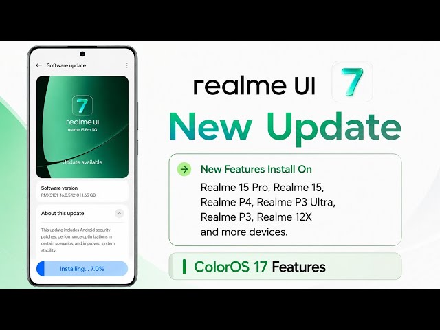 Realme UI 7 New Update For Realme P4, 15 Pro And P3 Ultra.