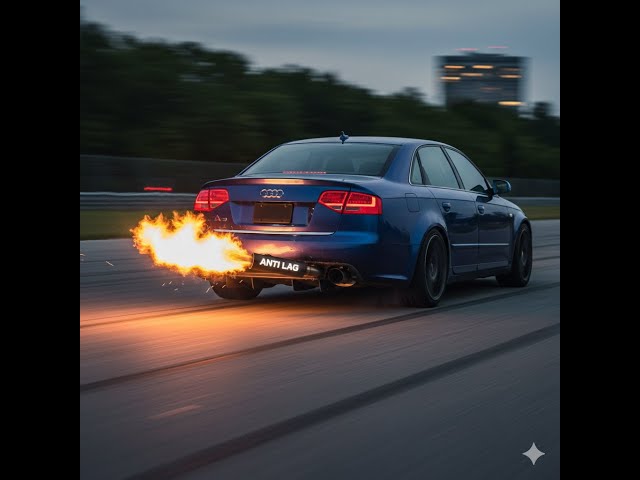 Audi A4 B7 launch control 0-100 Km/s Exhaust Flame