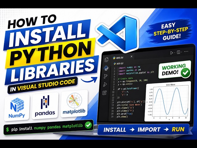 How to install Python libraries in Visual Studio Code | Learn in 5 mins #pycharm