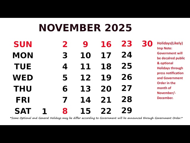 Calendar November 2025