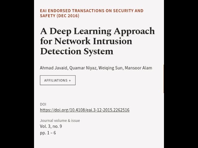 A Deep Learning Approach for Network Intrusion Detection System | RTCL.TV