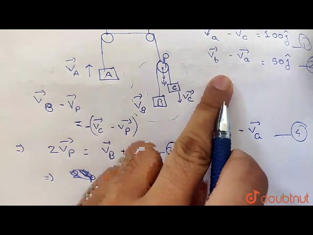 Three blocks shown in move vertically with constant velocities The relative velocity of w.r.t `C` is