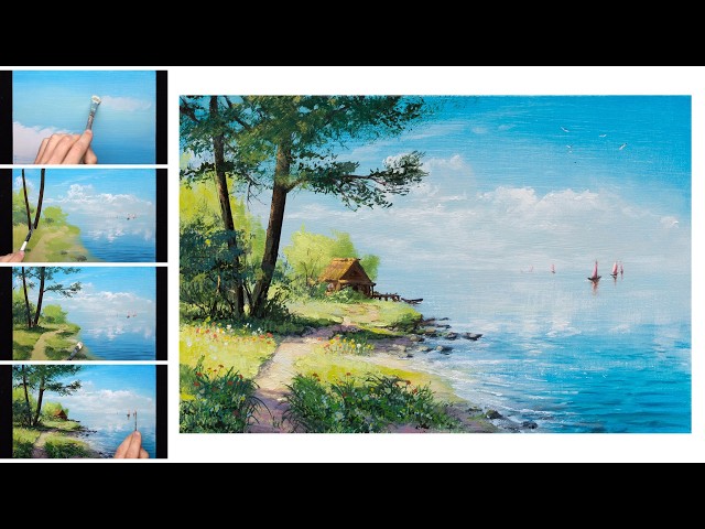 Summer Landscape STEP by STEP Acrylic Painting on Canvas Tutorial / ART
