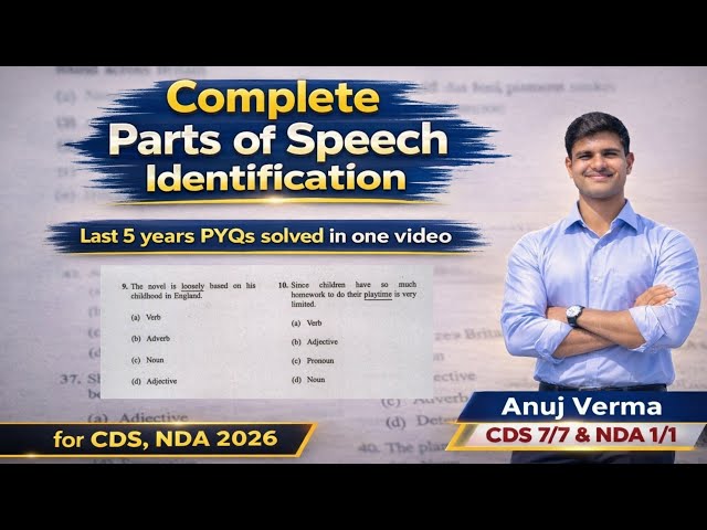 Parts of Speech Complete Revision | Last 5 Years PYQs Solved | CDS NDA 2026 🔥