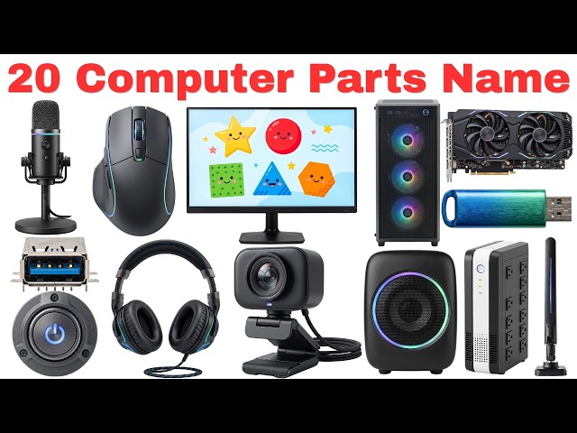 20 Computer Parts Names for Kids | Learn Computer Parts in Hindi & English | Kids Learning Video