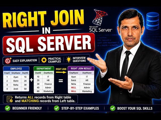 RIGHT JOIN in SQL Server Explained | Easy Examples & Interview Questions-Part-22