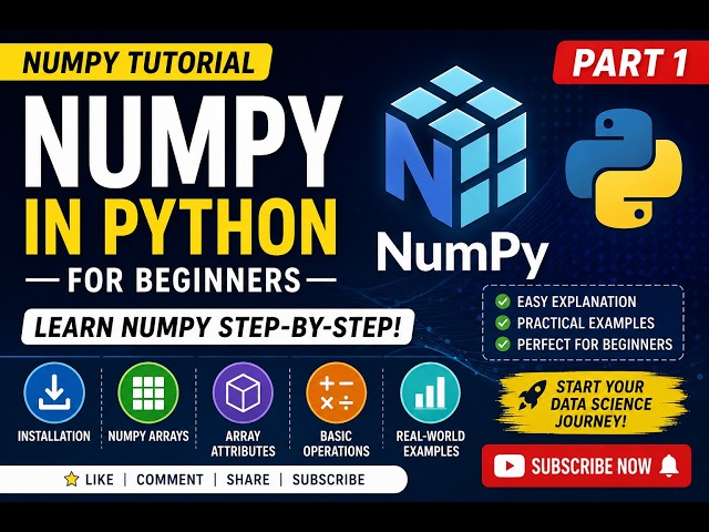 NumPy Tutorial for Beginners | Learn NumPy in Python Part 1 | Arrays, Installation & Basics (2026)