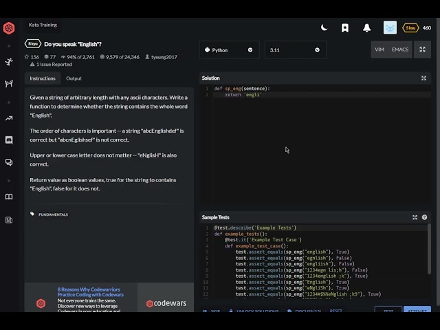 codewars python Do you speak English