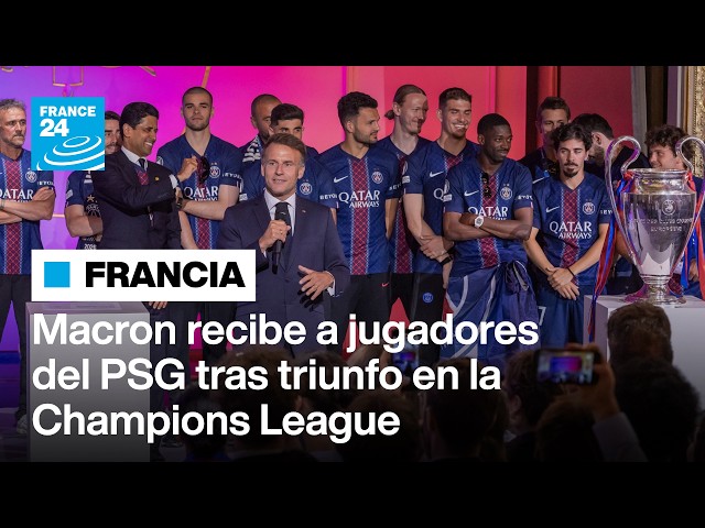 Emmanuel Macron recibe a jugadores del PSG tras triunfo en la Champions League