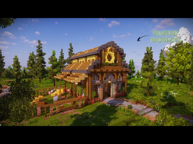 [MINECRAFT] 🌻🌿VILLAGE BARN TUTORIAL || PLAINS VILLAGE TRANSFORMATION