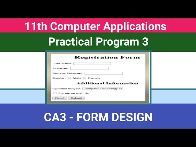 11th Computer Applications || Practical Program - 3 || Form Design #CMWay