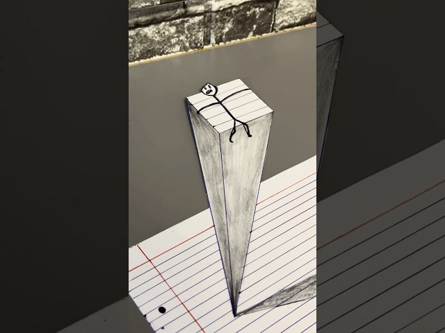 He is Afraid of Heights..Pencil Drawing Ilusion like 3D, Tricks the eye…#art #3d #3dillusion