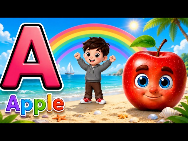 Phonics Song 2 with TWO Wordsin 3D 🍏 A For ApplePhonics for Children🍎| Fun ABCD