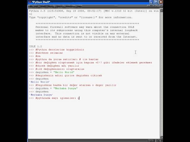 Python Dersleri 1 Python Shell