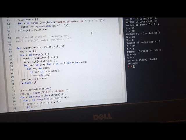 How to CYK on python