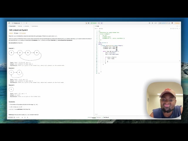 LeetCode 142: Linked List Cycle II. Two-pointer technique to locate the exact start of the cycle.