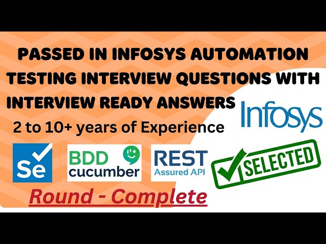 🔥PASSED in INFOSYS Automation Testing Interview | Detailed Answers |Java |Selenium | RestAssured|BDD