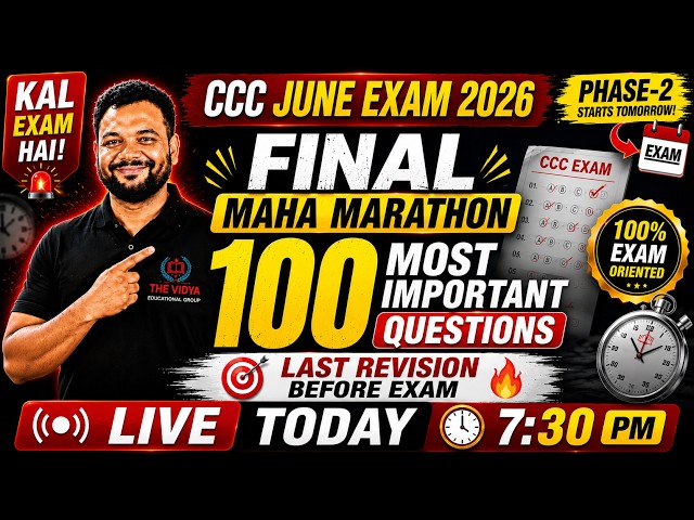 CCC June 2026 Exam Final Maha Marathon | 100 Most Important Questions | Last Revision Before Exam 🔥