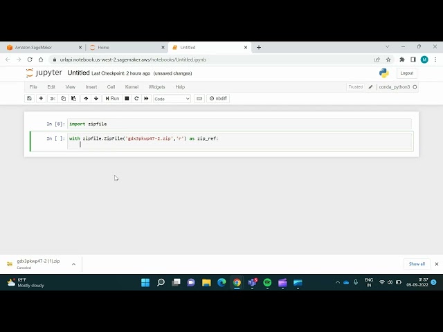 extract zip file in jupyter notebook , python 3