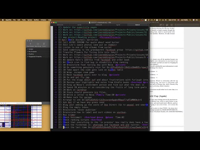 Tidying up todo list for the week (truncated)