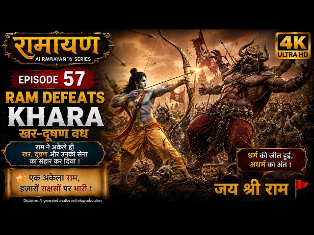 Ramayan Episode 57 | Ram Defeats Khara & Dushana | खर-दूषण वध | AI Ramayan Battle 4K