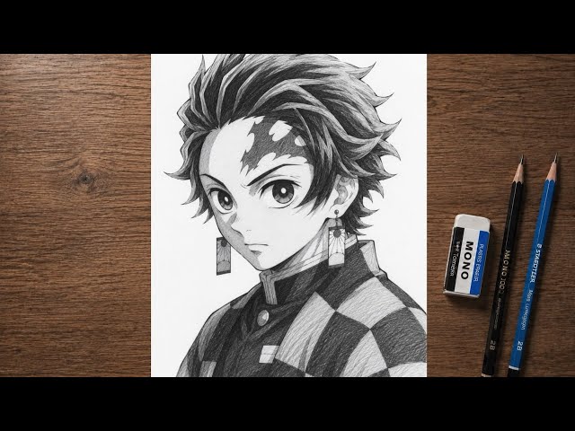 Tanjiro Kamado Drawing Tutorial | Demon Slayer Pencil Sketch