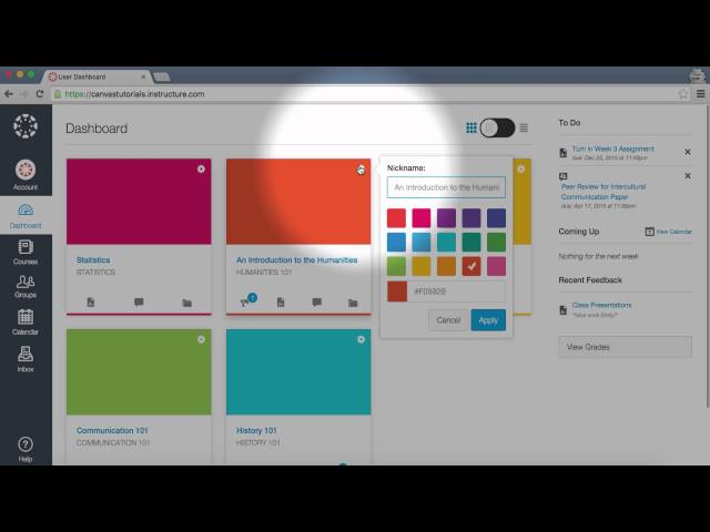 Canvas Overview for Students: Dashboard