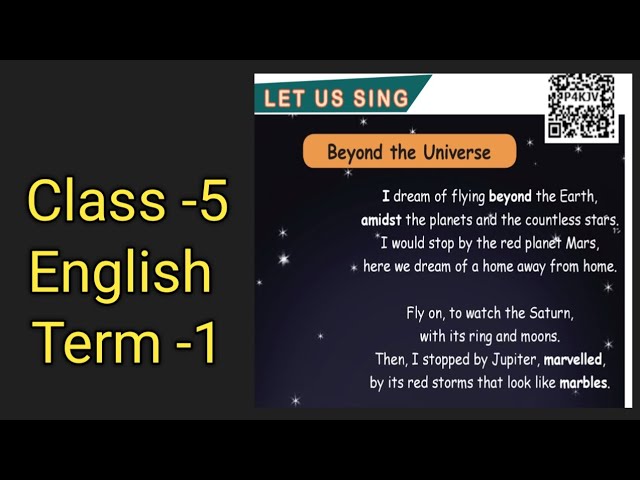 Beyond The Universe, Class -5, English textbook answer 