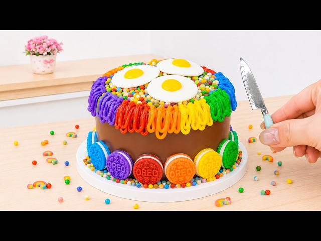 Delicious Miniature Rainbow Cake Recipe 🎂✨ Easy Chocolate Decoration Tutorial 🌈