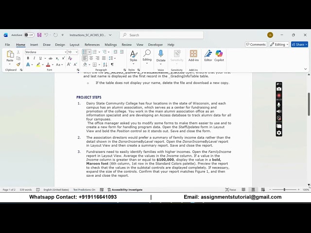 Shelly Cashman Access 365 | Module 4: End of Module Project 2 Dairy State Community College