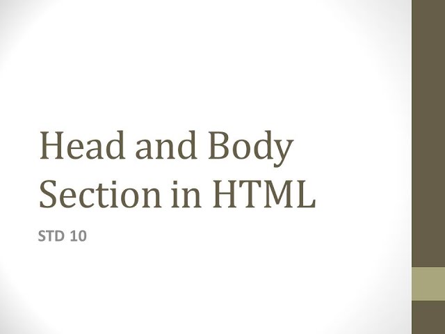 Head and Body Section in HTML   STD 10