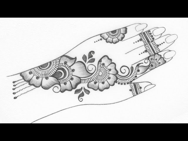 Full hand Arabic pencil mehndi design | mehandi ki  design | easy pencil shading mehndi designs