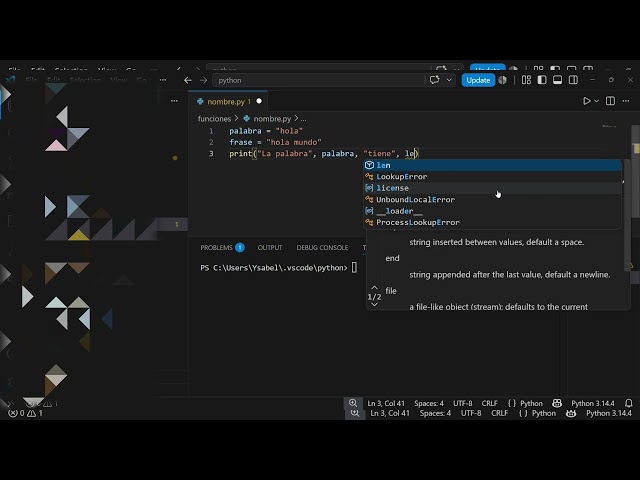 Aprende a usar la función len() en python #python #ingenieríadesistemas #trabajo 