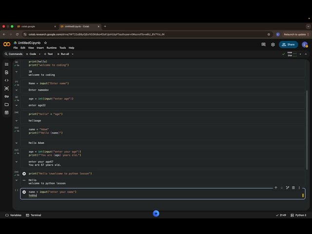 Episode 3 - Getting User Input and Print Statements Formatting - Python Course -BEGINNER TO ADVANCED