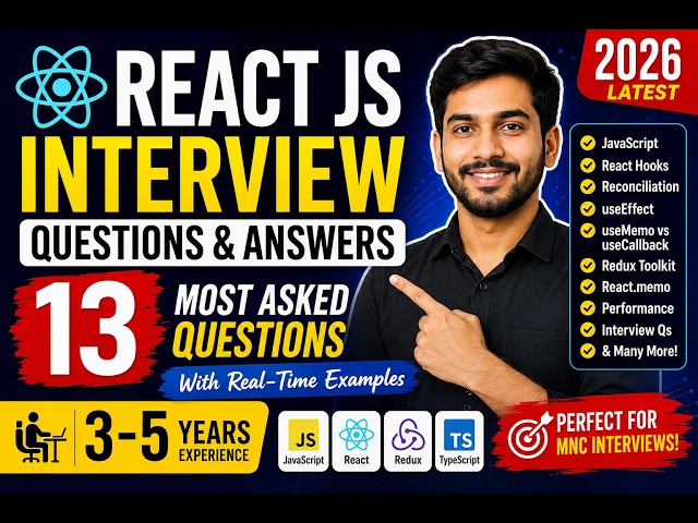 React JS Interview Questions for 3-5 Years Experience | JavaScript + React Mock Interview in 2026.