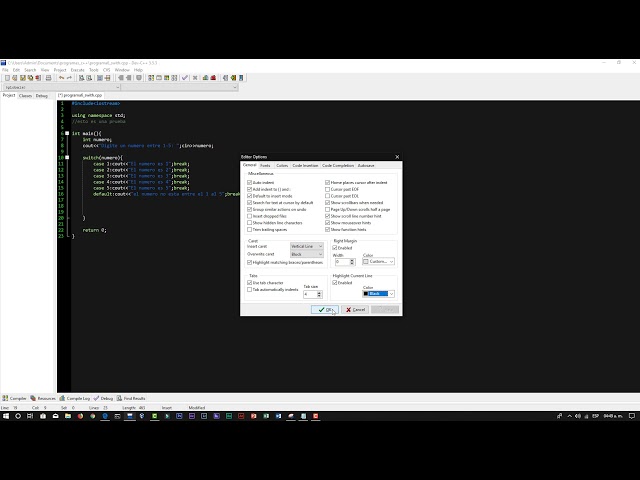 Como cambiar a modo dark u oscuro el entorno de programacion de Dev-C++
