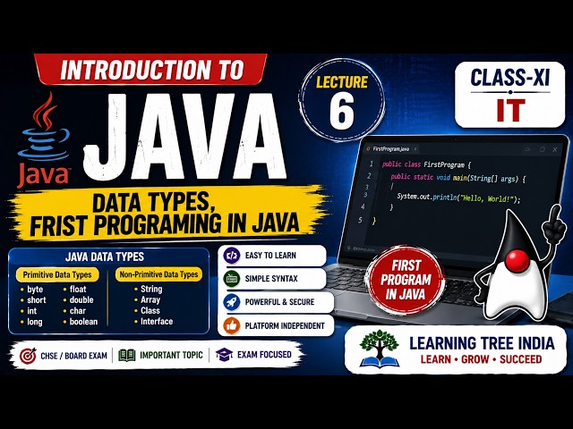 INTRODUCTION TO JAVA  | DATA TYPES,FRIST PROGRAMING IN JAVA | IT | CLASS-XI | LECTURE-6