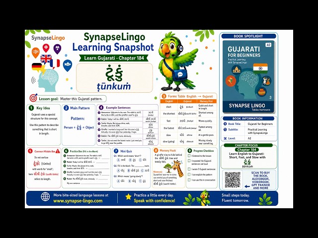 gu learn A2 Book 3 Ch.184: Short and concise | short usage in context