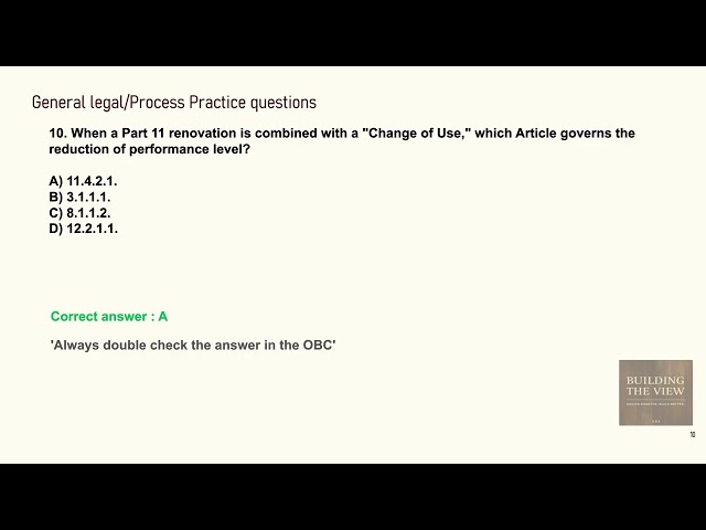 BCIN General Legal Practice Questions , Building Code Act , Ontario Building Code (Part B.2)
