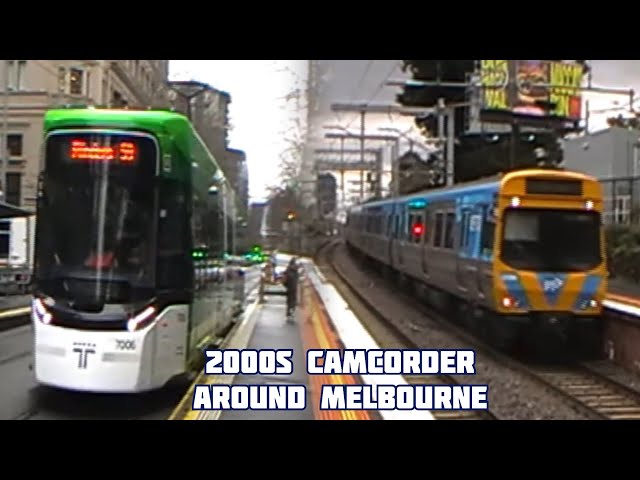 Trains and Trams (including brand new G Class Tram) around Melbourne filmed on a 2000s Camcorder!