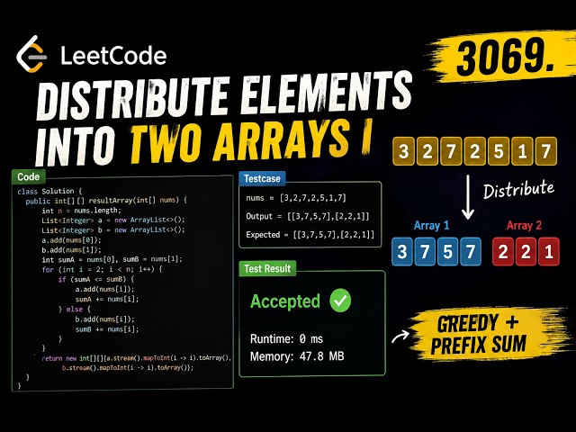 3069. Distribute Elements Into Two Arrays I | LeetCode | Java Solution