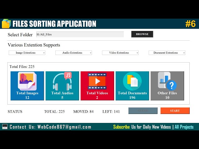 (GUI) File Sorting Application in Python | With Image Icons and Status Bar | #Part6