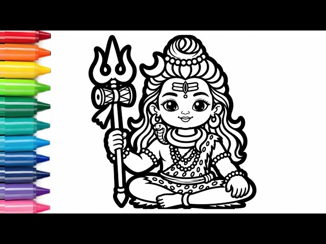 😍 How to Draw Cute Little Shiv Ji 🔱 | Easy Drawing for Kids | Easy Mahadev Drawing 