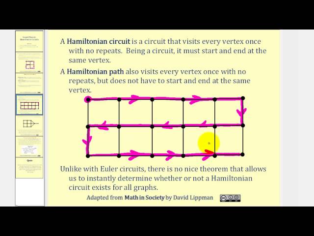 Graph Theory:  Hamiltonian Circuits and Paths