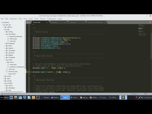 Como funcionan las rutas en CodeIgniter 4 framework
