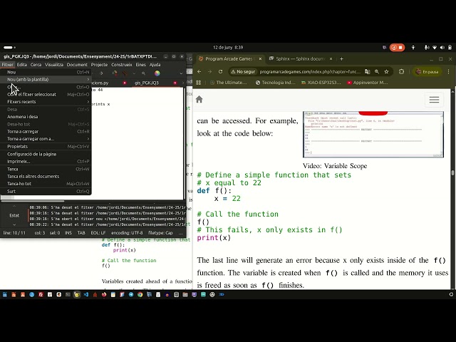 Capítol 9 Funcions II Àmbit de les  Variables i funcions