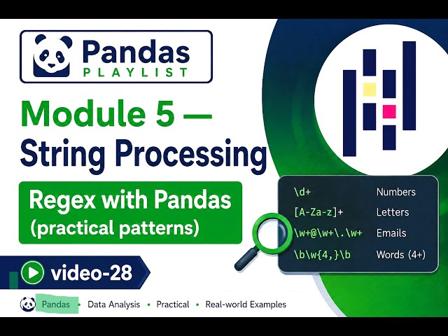 Regex with Pandas  V-28  Practical Patterns for String Processing | Pandas Tutorial | data analysis
