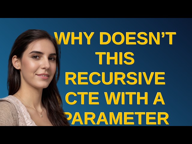 Dba: Why doesn’t this recursive CTE with a parameter use an index when it does with a literal?